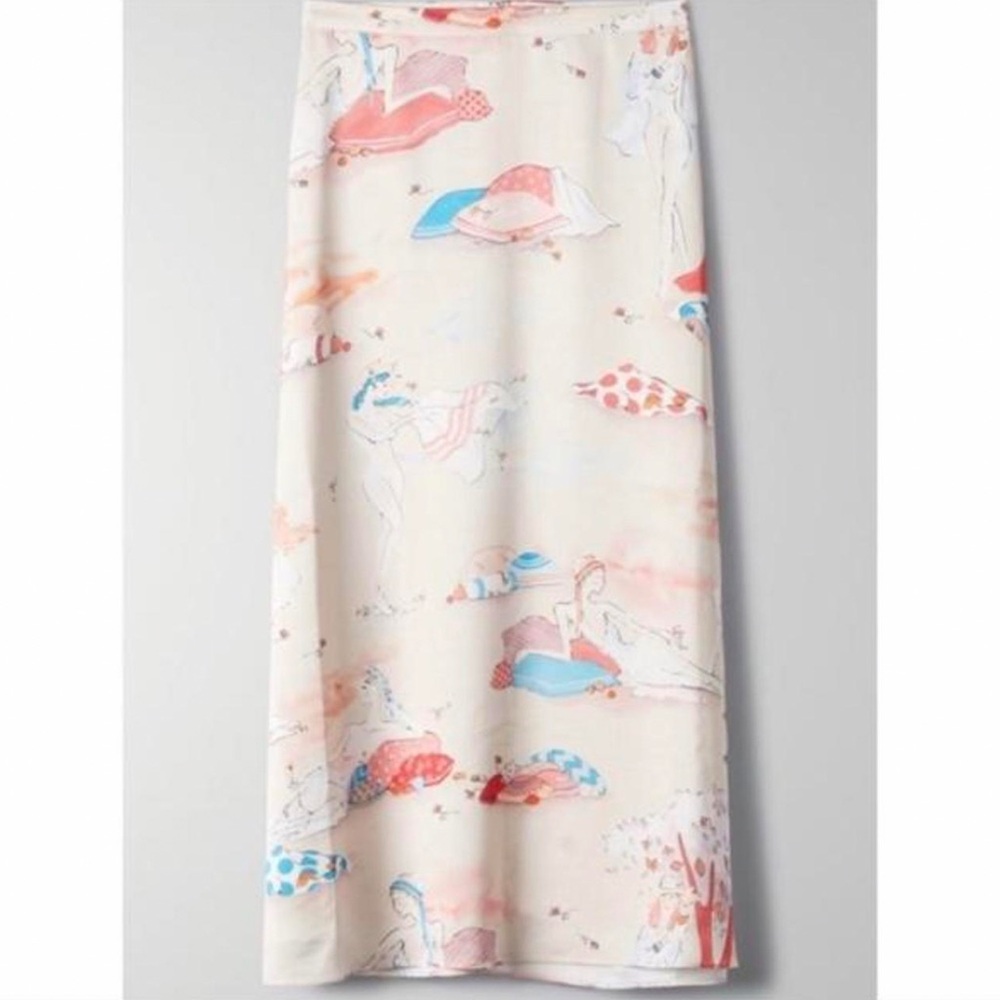 Aritzia Champagne Cornflower print midi/maxi skirt